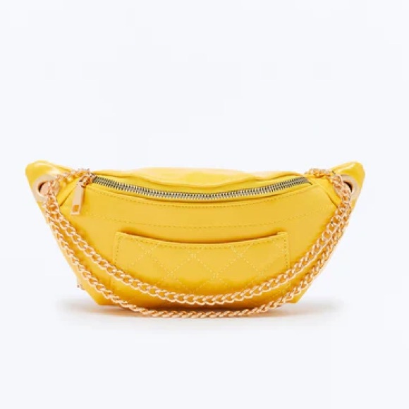 Handbags - •Out & About• Mustard Yellow Quilted Belt Bag Trendy Chain Crossbody Fanny Pack